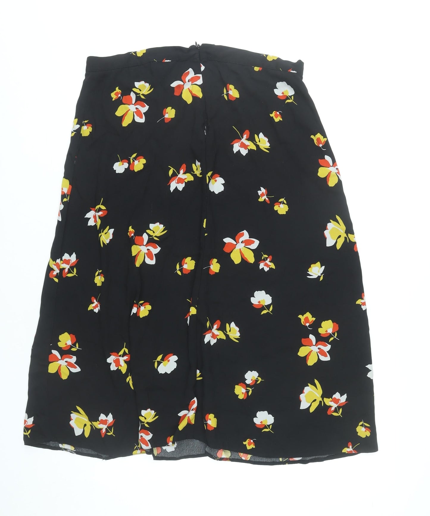 Dorothy Perkins Womens Black Floral A-Line Midi Skirt Size 14