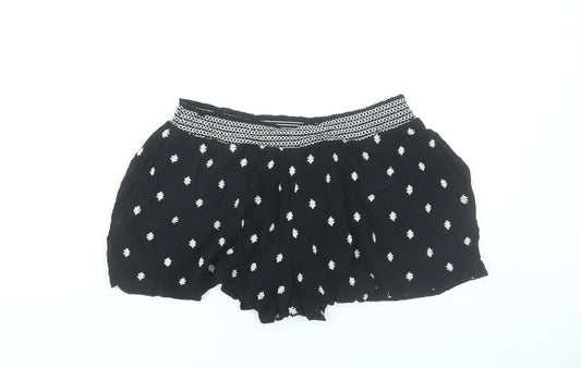 New Look Womens Black Size 10 Culotte Embroidered Shorts
