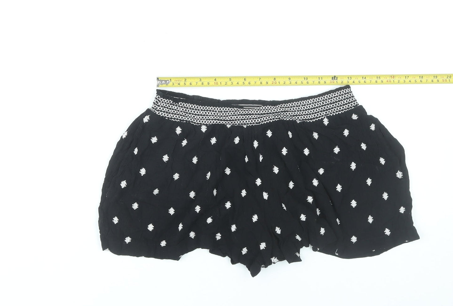 New Look Womens Black Size 10 Culotte Embroidered Shorts