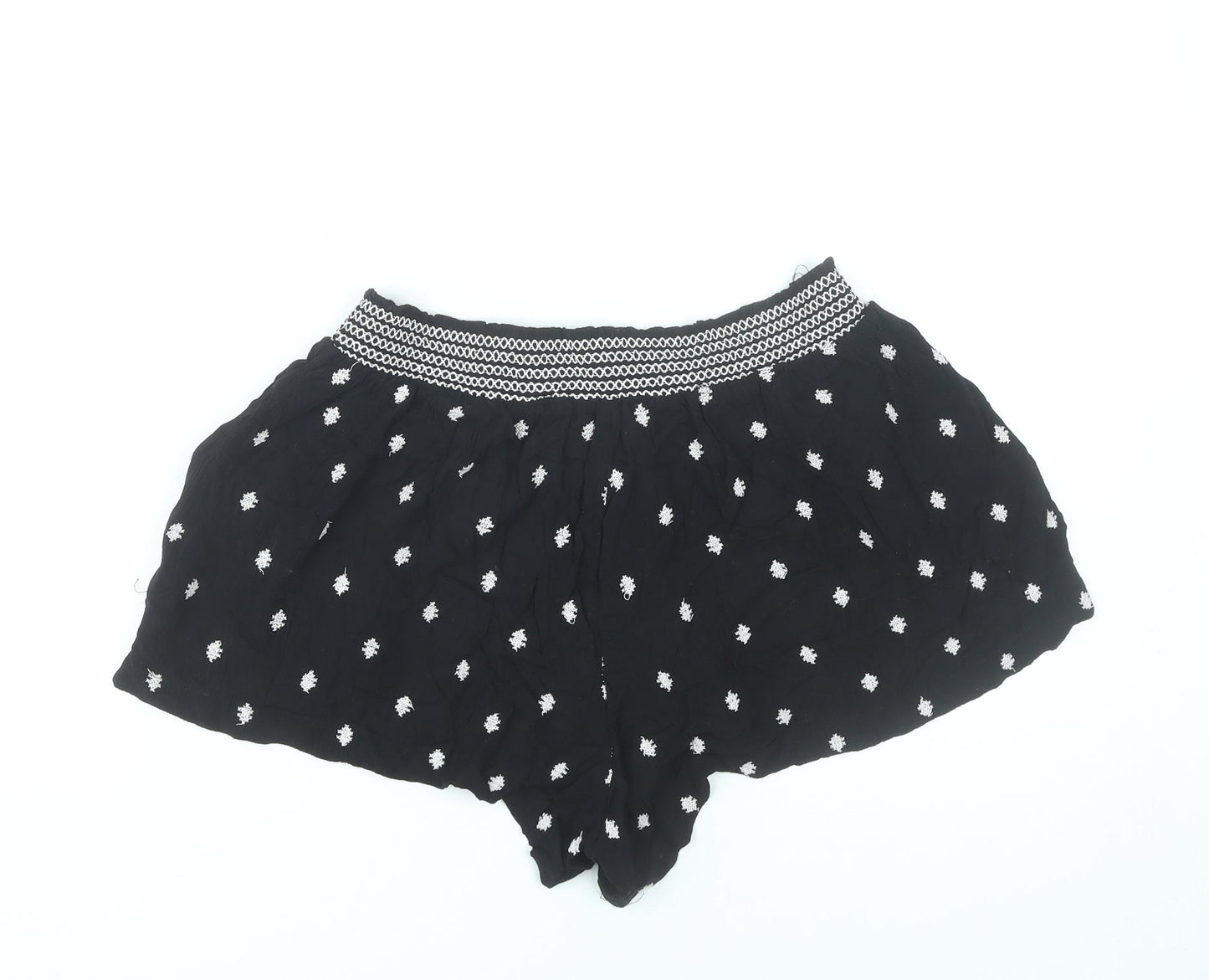 New Look Womens Black Size 10 Culotte Embroidered Shorts