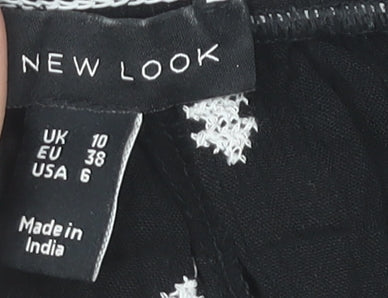 New Look Womens Black Size 10 Culotte Embroidered Shorts