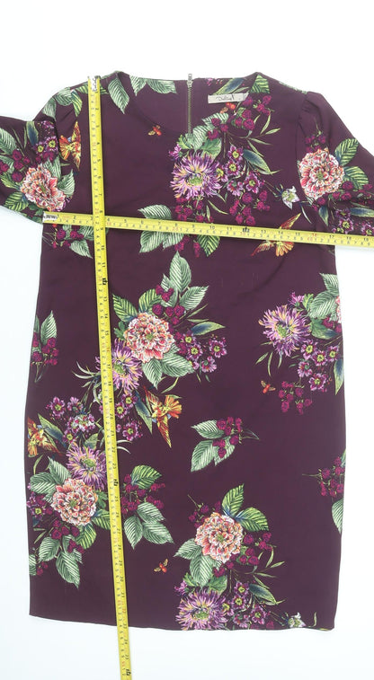 Darling Women Purple Floral Shift Dress Size S Knee Length