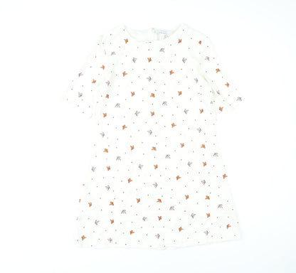 & Other Stories Women White Butterfly Embroidered Shift Dress Size 10