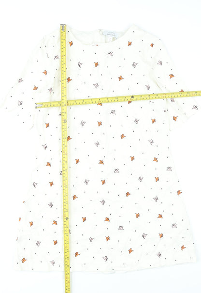 & Other Stories Women White Butterfly Embroidered Shift Dress Size 10