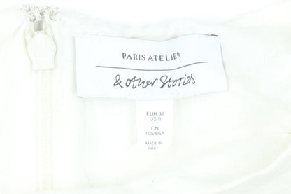 & Other Stories Women White Butterfly Embroidered Shift Dress Size 10