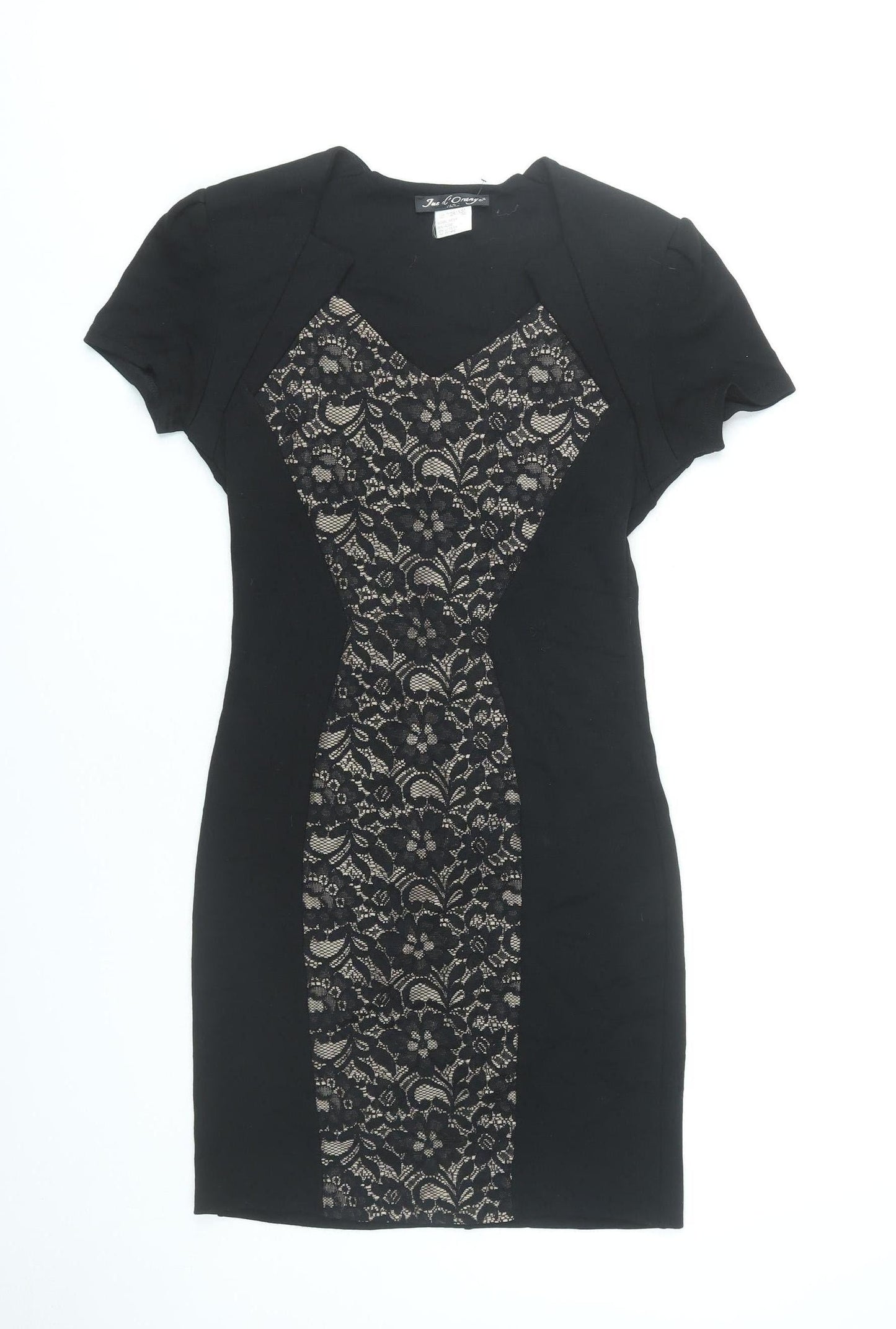 Jus d’Orange Womens Black Lace Bodycon Dress Size M Knee Length