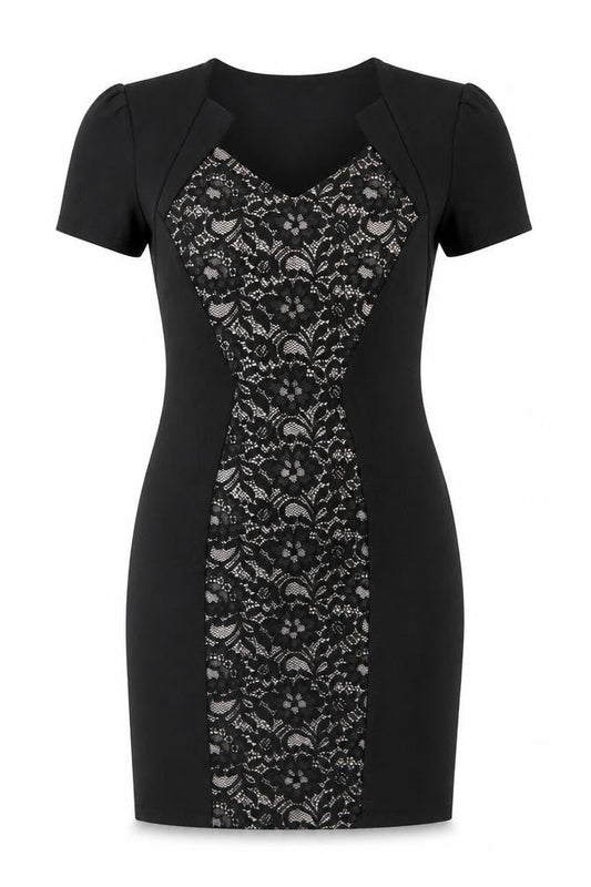 Jus d’Orange Womens Black Lace Bodycon Dress Size M Knee Length