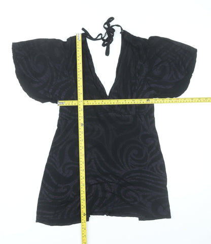 Dorothy Perkins Women’s Black Wrap Blouse Size 10 Viscose Kimono Sleeve