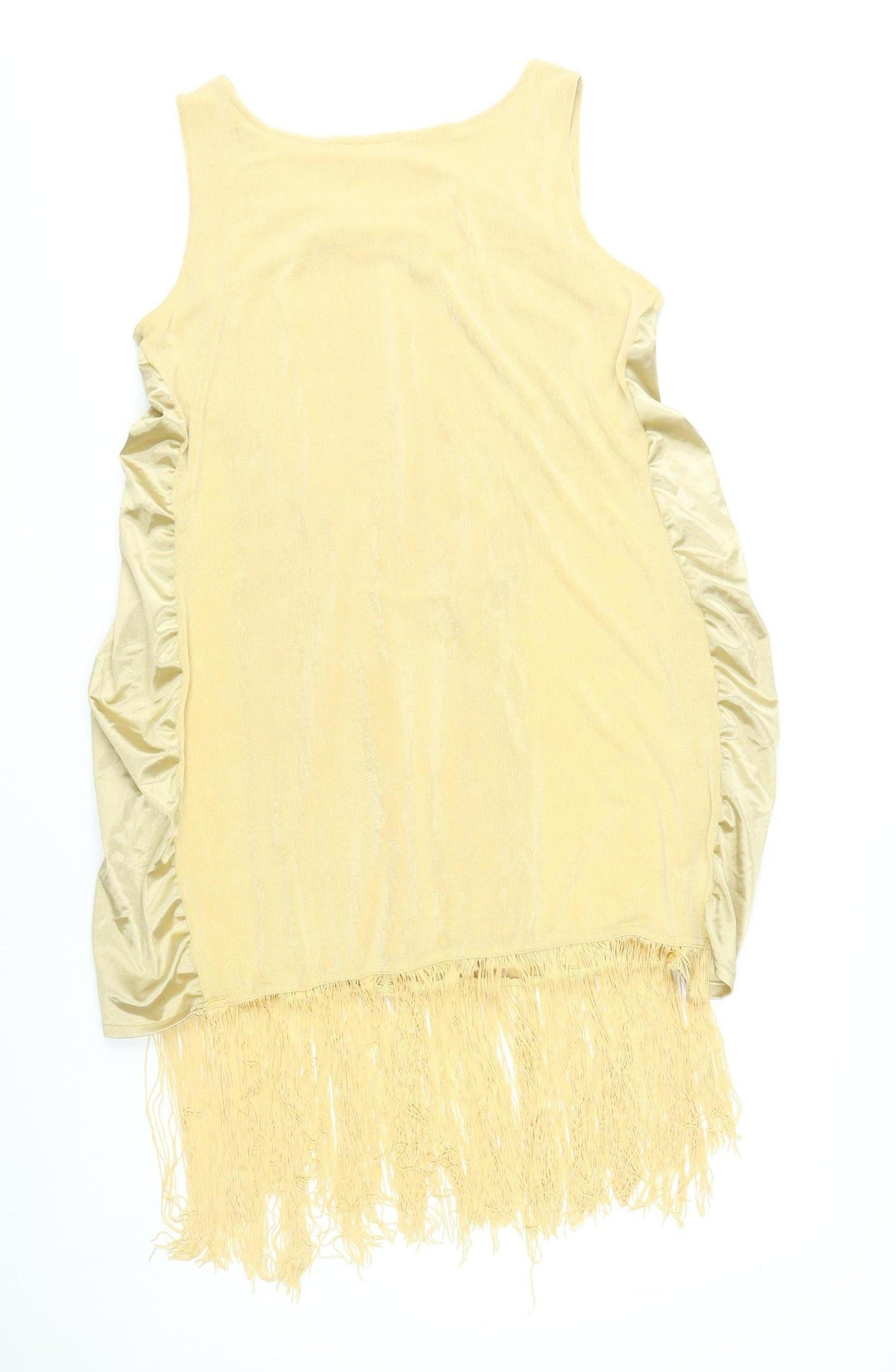 Together Women’s Beige Size 18 Sheath Sleeveless Fringe Party Dress