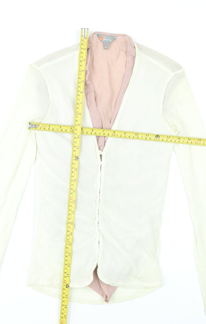Gharani Strok Women Ivory Blouse Size 10 Long Sleeve Button Front