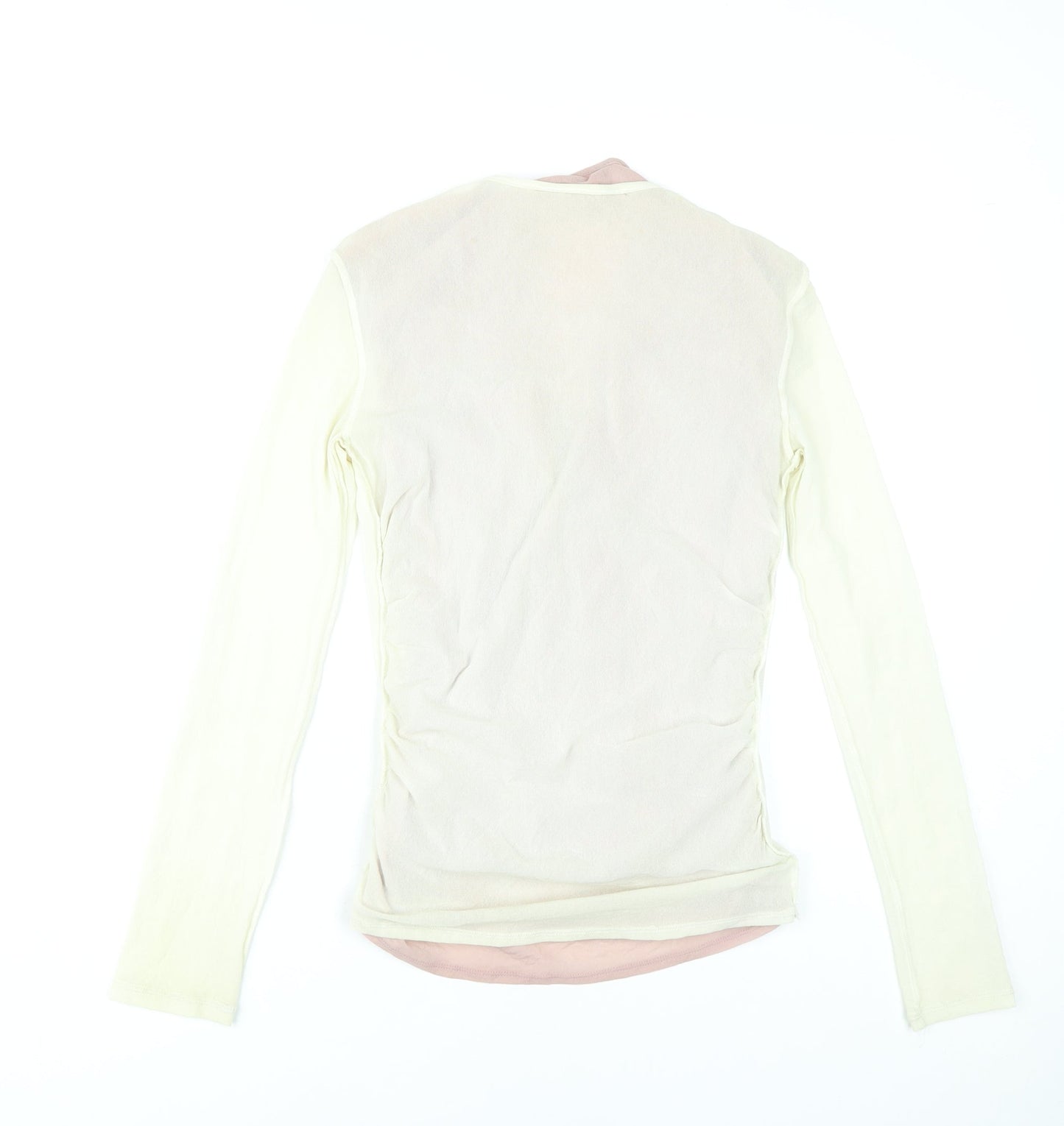 Gharani Strok Women Ivory Blouse Size 10 Long Sleeve Button Front