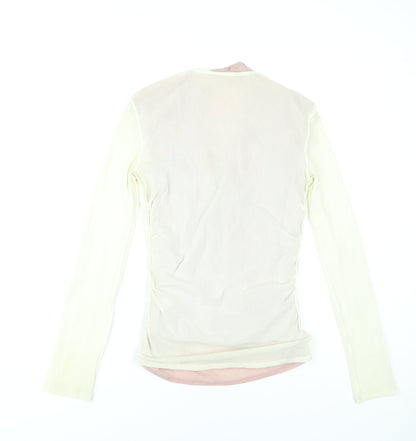 Gharani Strok Women Ivory Blouse Size 10 Long Sleeve Button Front
