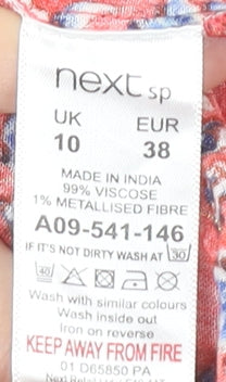 Next Womens Red Floral A-Line Short Dress Size 10 Summer Boho