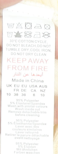 PrettyLittleThing Women’s Ivory Playsuit UK 10 Button Front Belted Short Sleeve