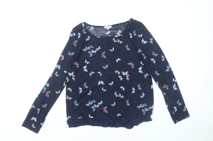 Springfield Women’s Blue Butterfly Print Long Sleeve Tunic Blouse Size 10