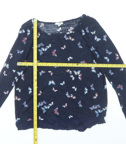 Springfield Women’s Blue Butterfly Print Long Sleeve Tunic Blouse Size 10
