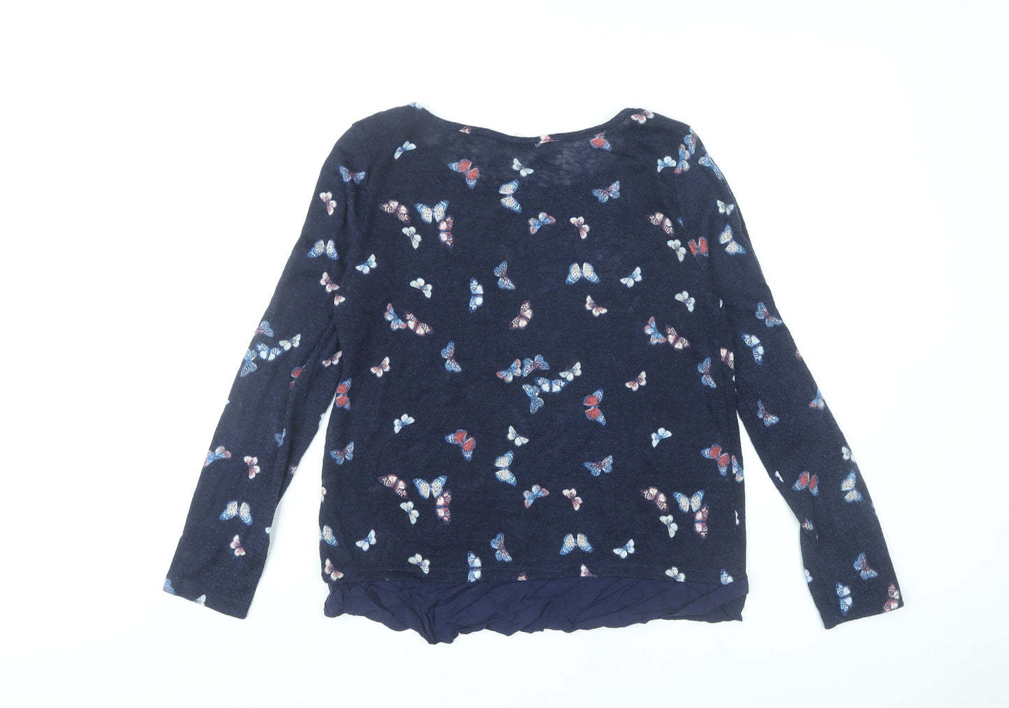 Springfield Women’s Blue Butterfly Print Long Sleeve Tunic Blouse Size 10
