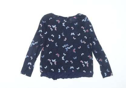 Springfield Women’s Blue Butterfly Print Long Sleeve Tunic Blouse Size 10