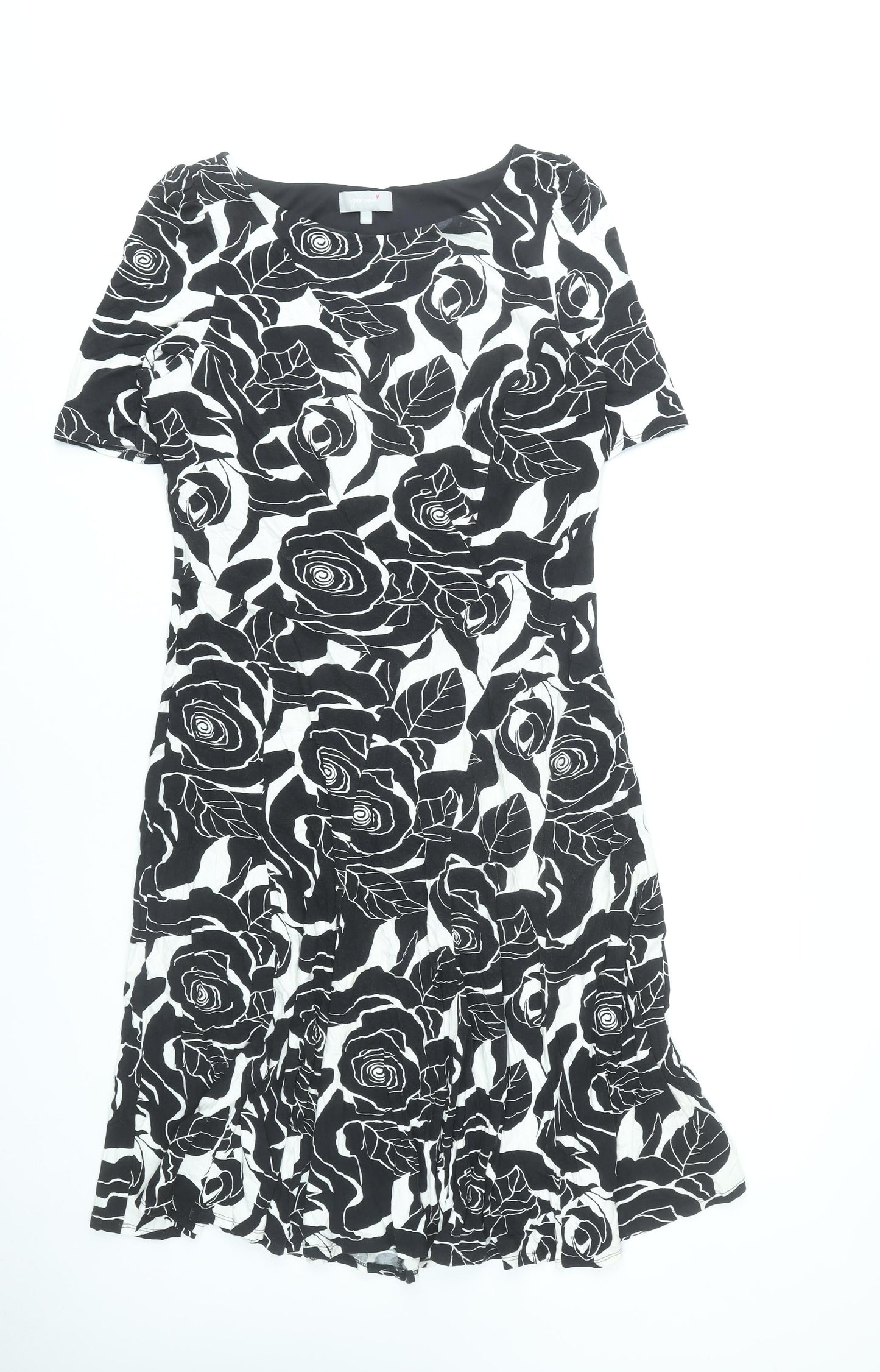 Marks and Spencer Women Black Floral Fit & Flare Dress UK 18