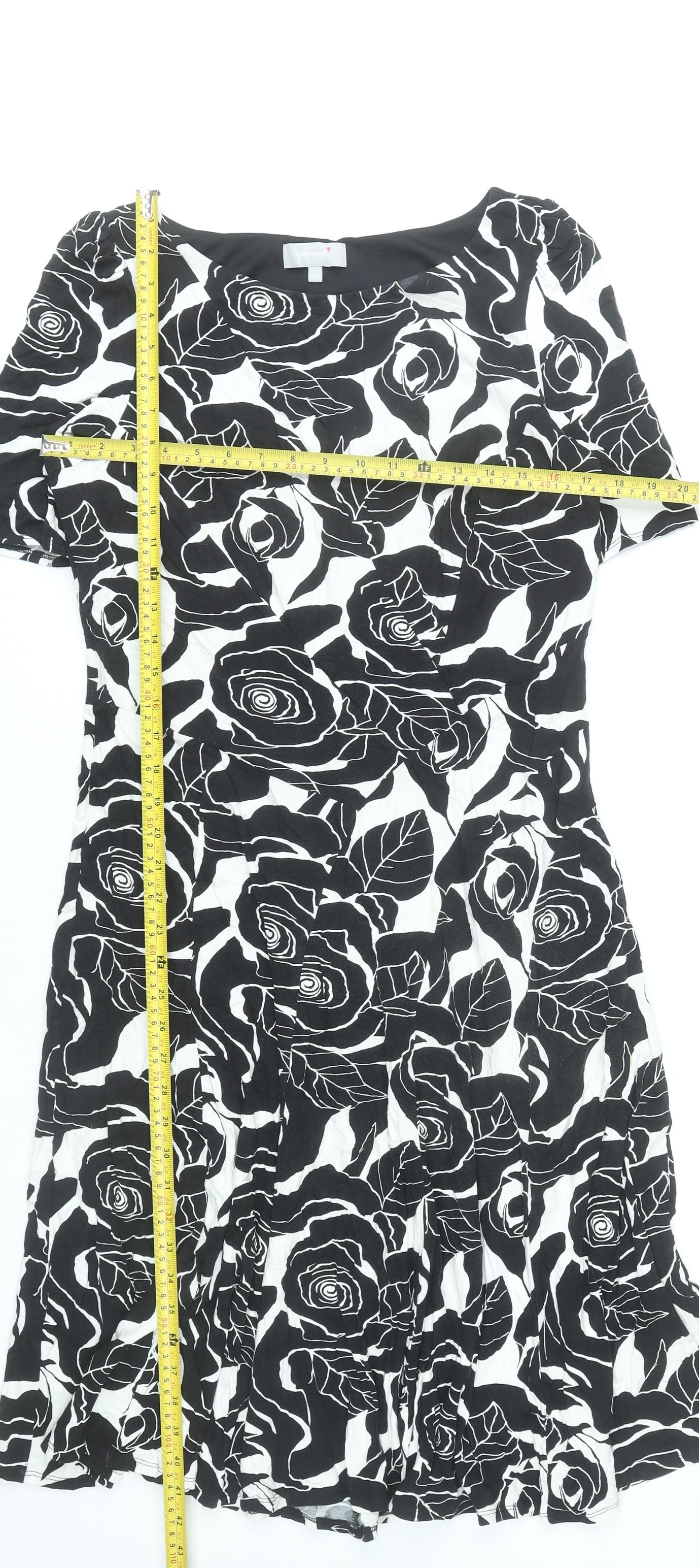 Marks and Spencer Women Black Floral Fit & Flare Dress UK 18