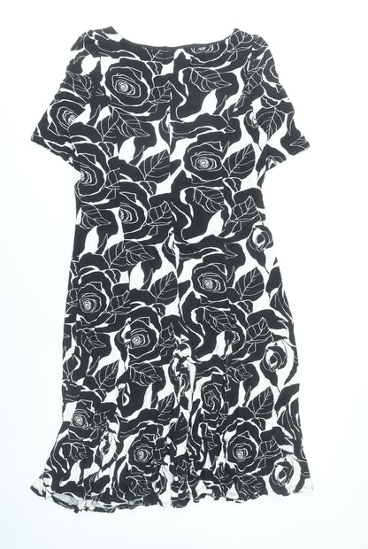 Marks and Spencer Women Black Floral Fit & Flare Dress UK 18