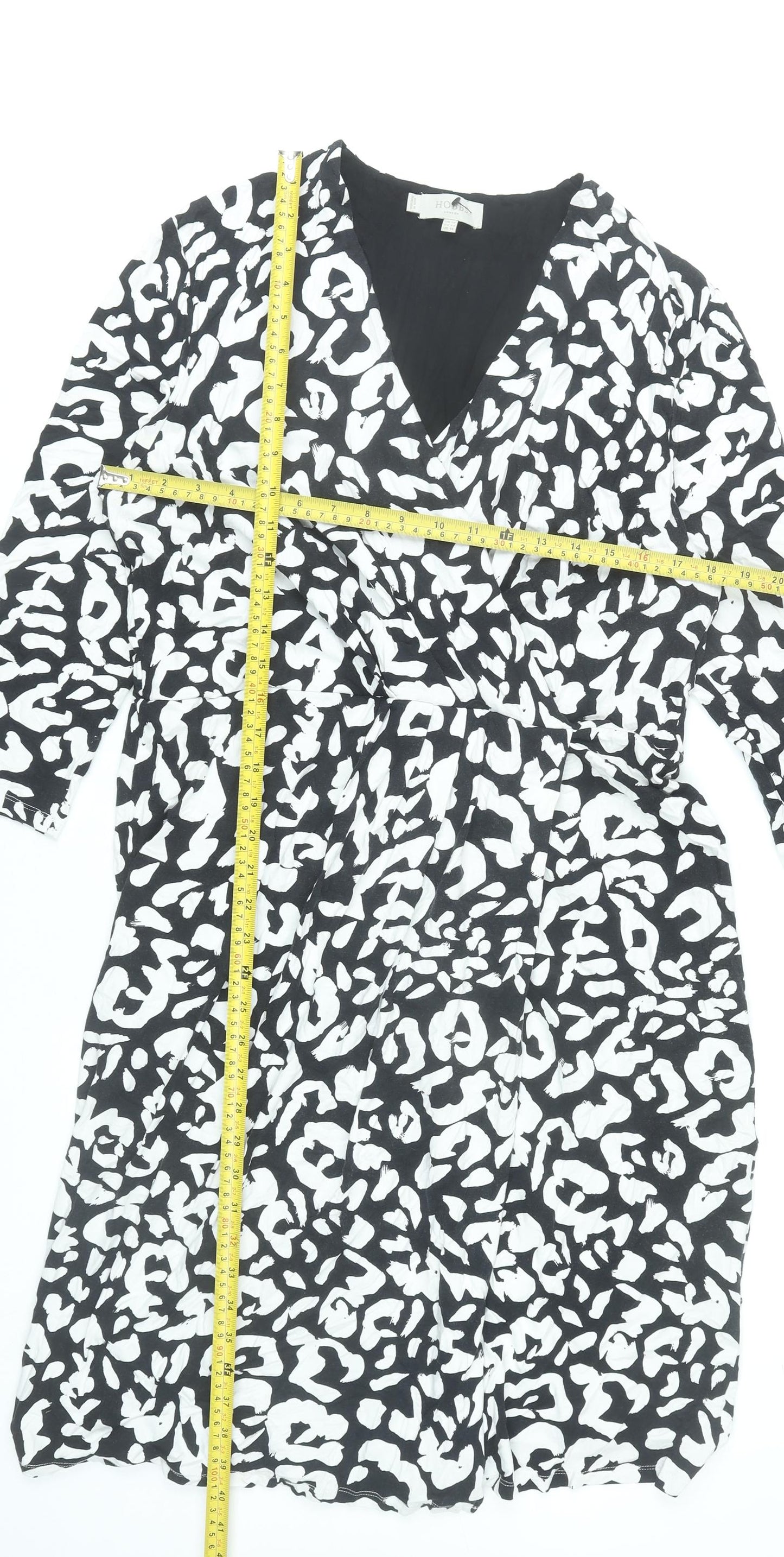 Hobbs Womens Black White Animal Print Viscose Stretch Wrap Dress UK18
