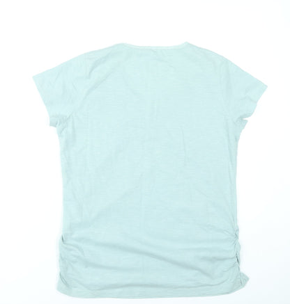Wild South Women Green Size 14 V-Neck Cotton T-Shirt Casual