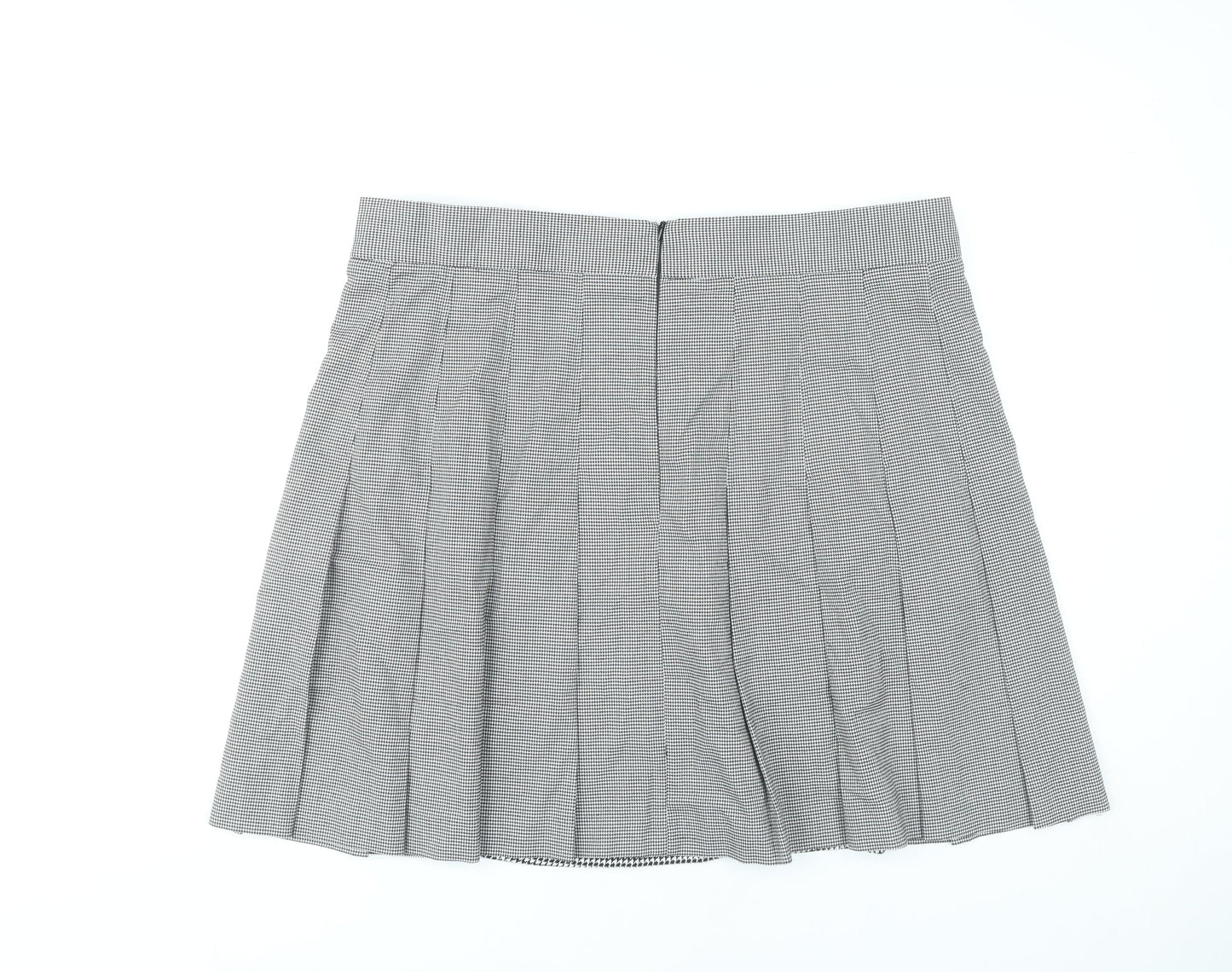 Marks and Spencer Womens Black Check Pleated Skirt Size 20 Knee Length Workwear