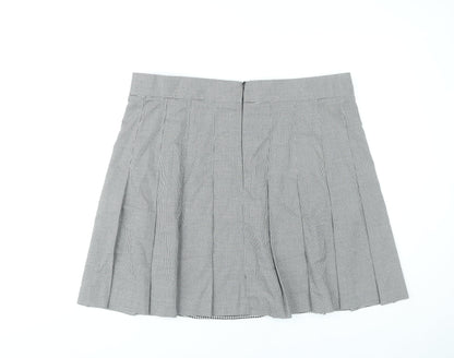 Marks and Spencer Womens Black Check Pleated Skirt Size 20 Knee Length Workwear