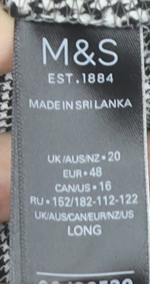 Marks and Spencer Womens Black Check Pleated Skirt Size 20 Knee Length Workwear