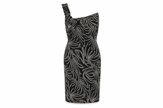 Front view of Principles Petite Women's Black Geometric Sheath Dress, size 12