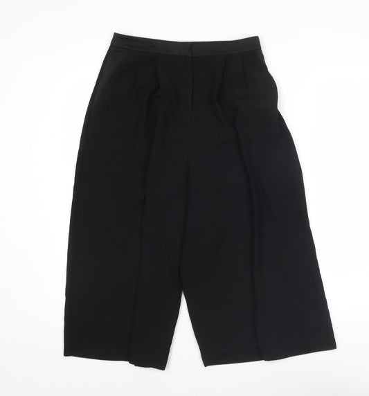 Topshop Women’s Black Wide-Leg Cropped Trousers Size 8 Business Casual