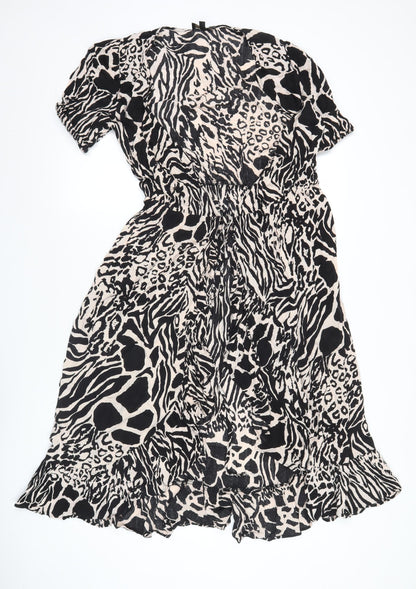 Lipsy Women’s Black Animal Print Strapless Bodycon Dress UK 6