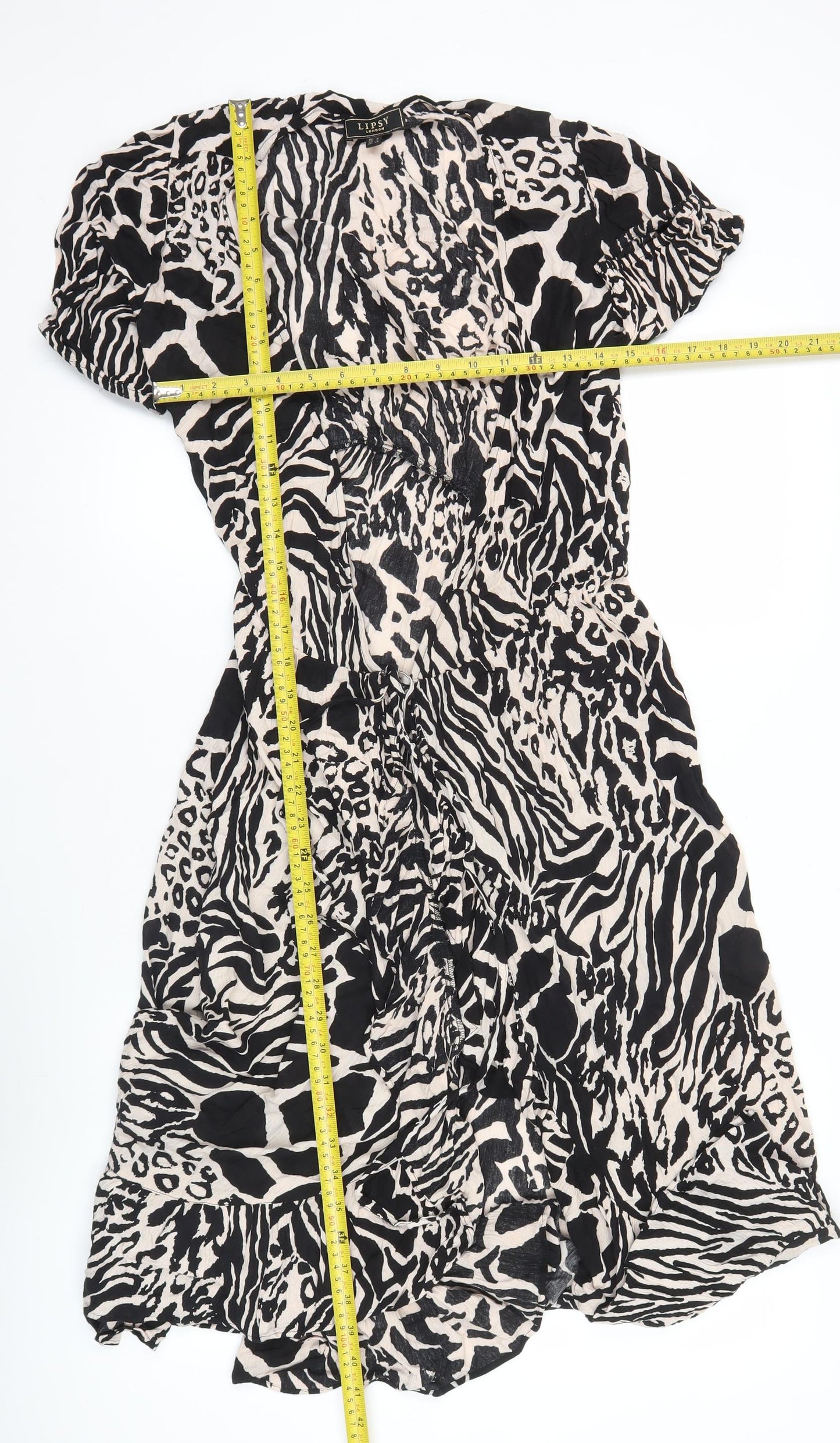 Lipsy Women’s Black Animal Print Strapless Bodycon Dress UK 6
