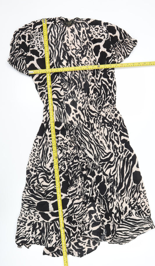 Lipsy Women’s Black Animal Print Strapless Bodycon Dress UK 6