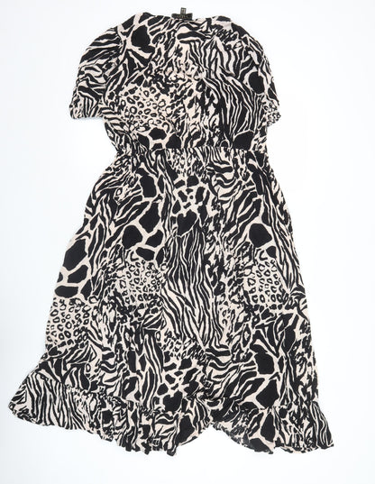 Lipsy Women’s Black Animal Print Strapless Bodycon Dress UK 6