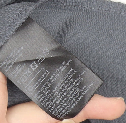 H&M Women’s Grey Midi A-Line Dress Size 8 V-Neck Long Sleeve