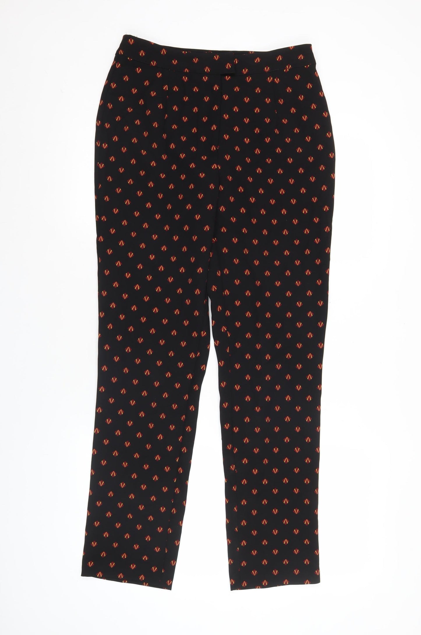 Very x Kate Wright Womens Black Geometric Trousers Size 10