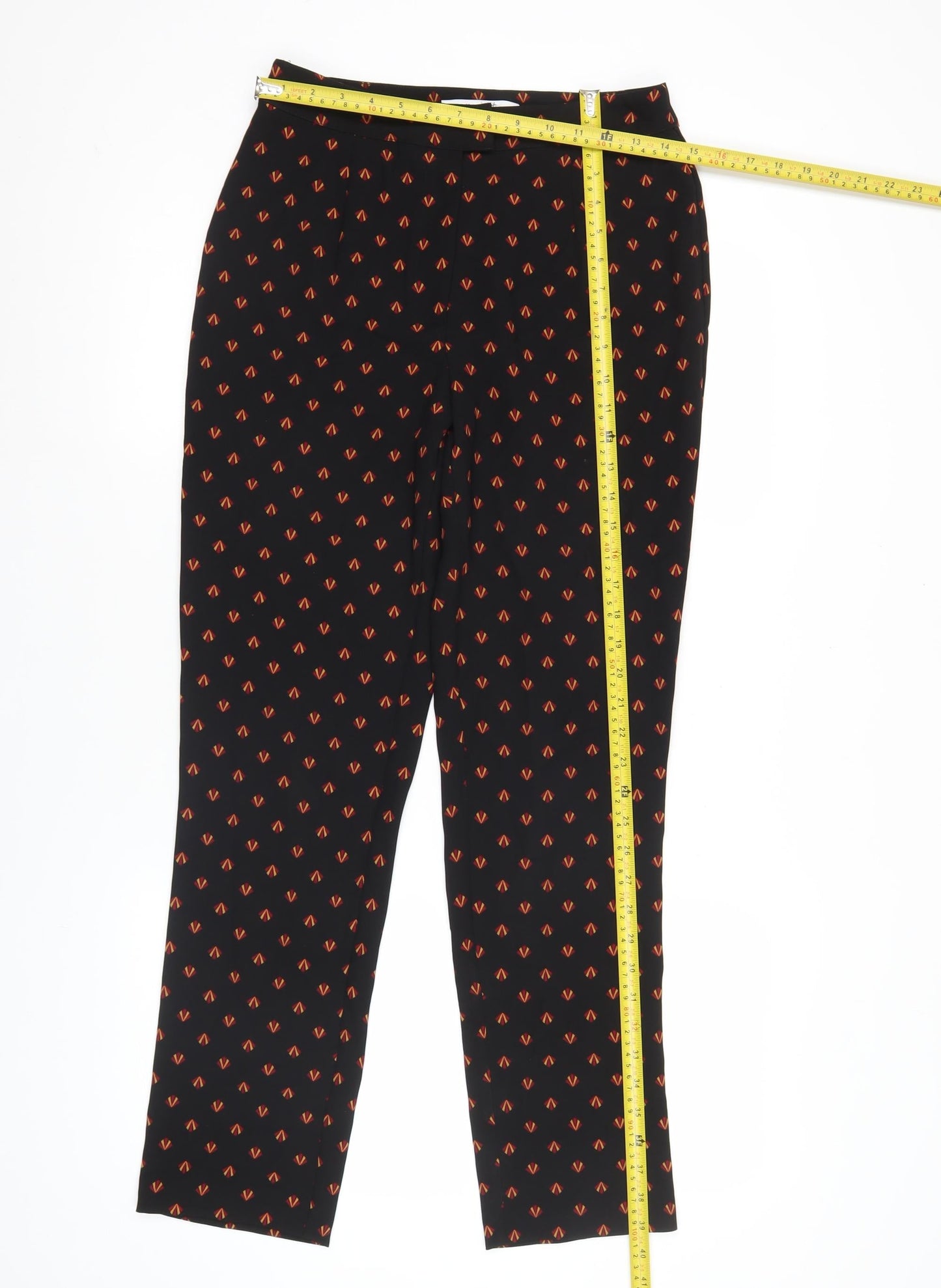 Very x Kate Wright Womens Black Geometric Trousers Size 10