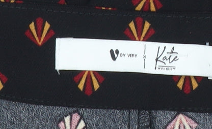 Very x Kate Wright Womens Black Geometric Trousers Size 10