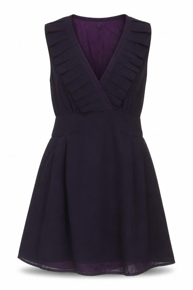 Topshop Women Purple Size 12 Sleeveless Short Wrap Dress