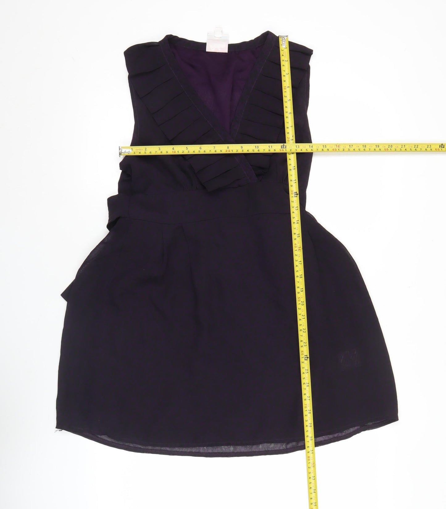 Topshop Women Purple Size 12 Sleeveless Short Wrap Dress