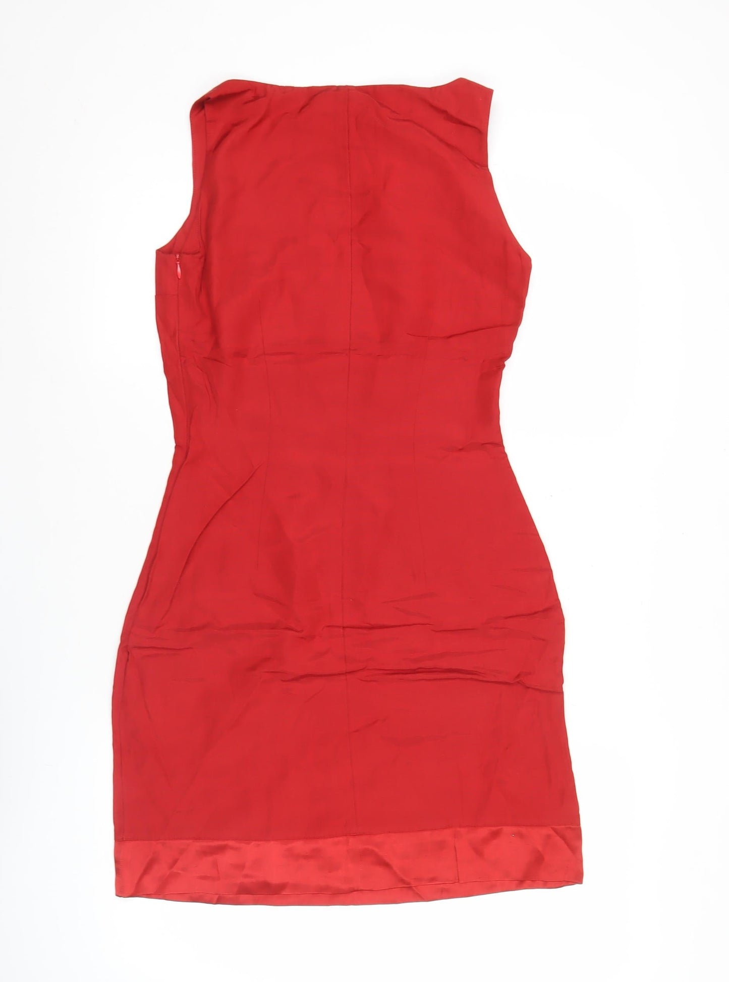 H&M Womens Red Sheath Cocktail Dress Size 8 Sleeveless Party