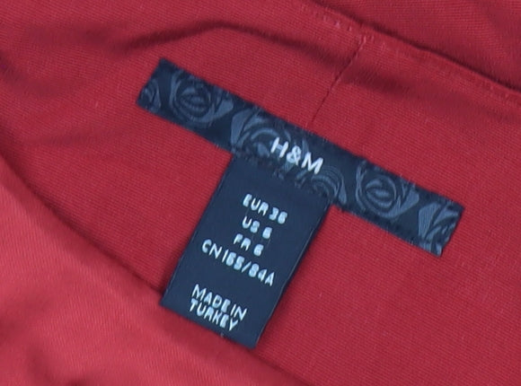 H&M Womens Red Sheath Cocktail Dress Size 8 Sleeveless Party