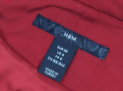 H&M Womens Red Sheath Cocktail Dress Size 8 Sleeveless Party