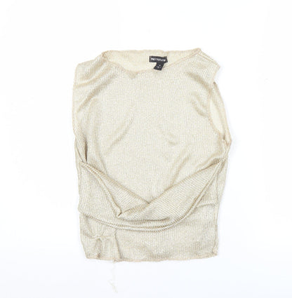 PrettyLittleThing Women’s Gold Metallic Knit Tank Top Size M