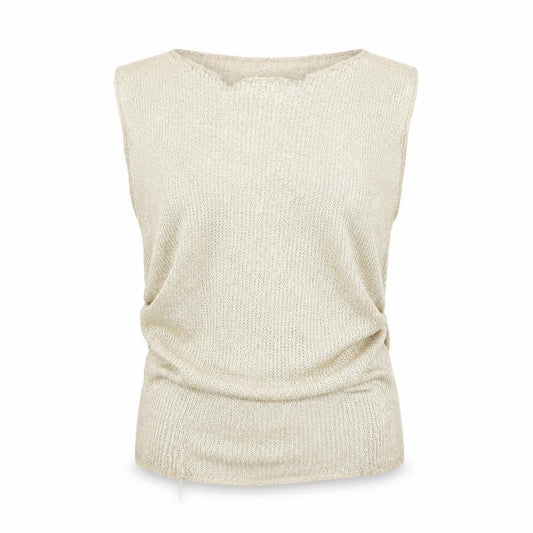 PrettyLittleThing Women’s Gold Metallic Knit Tank Top Size M