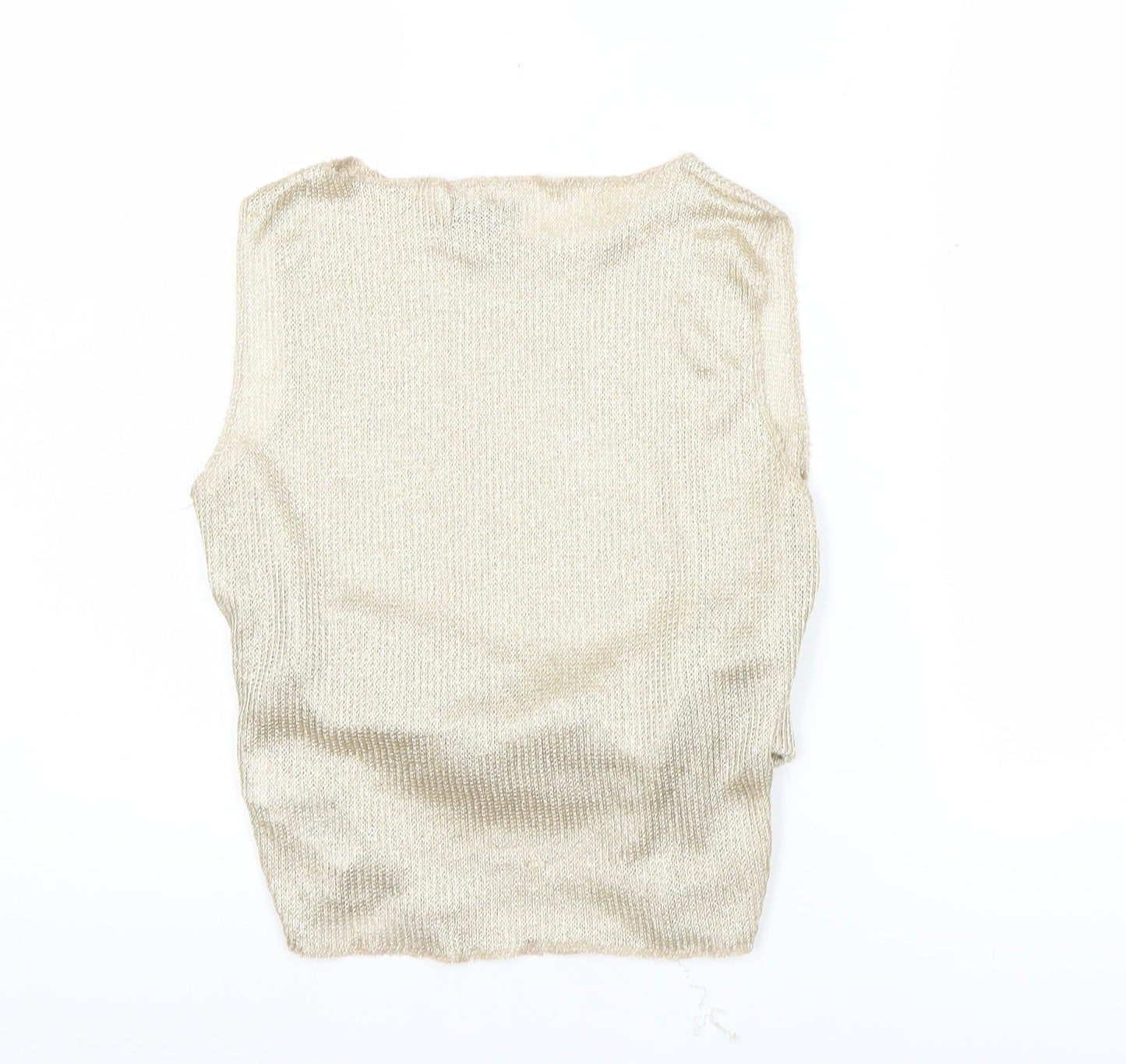 PrettyLittleThing Women’s Gold Metallic Knit Tank Top Size M