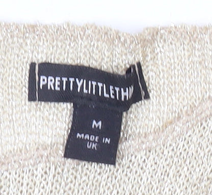 PrettyLittleThing Women’s Gold Metallic Knit Tank Top Size M