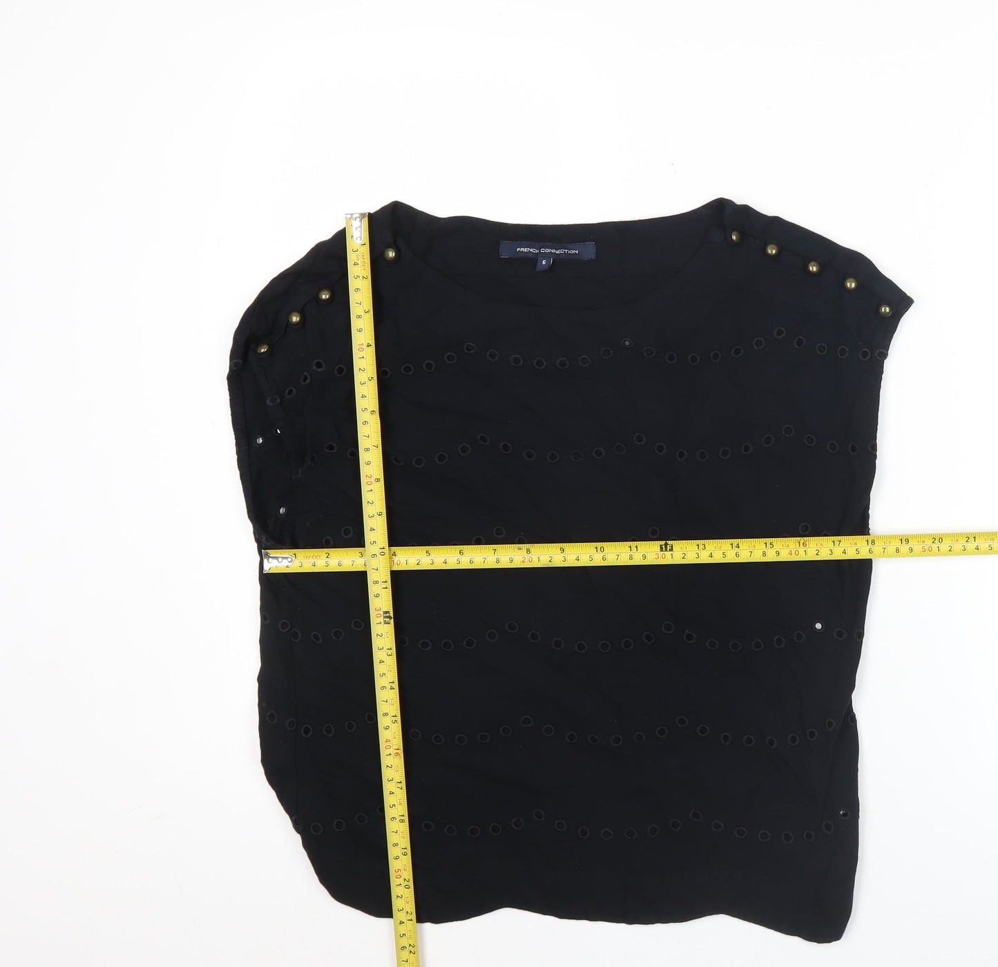 French Connection Women’s Black Studded Blouse Size 6 Sleeveless Tunic
